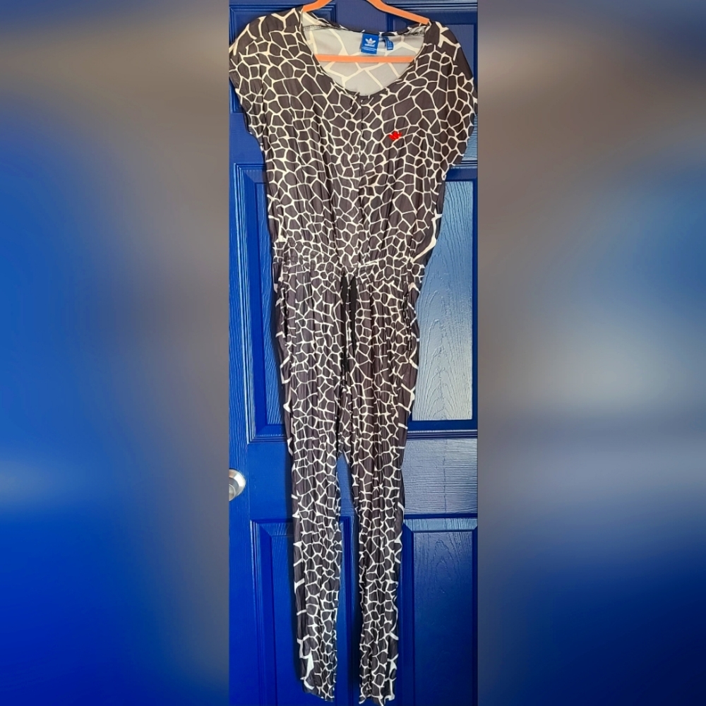New Adidas Women’s brown Giraffe Print Jumpsuit Size S